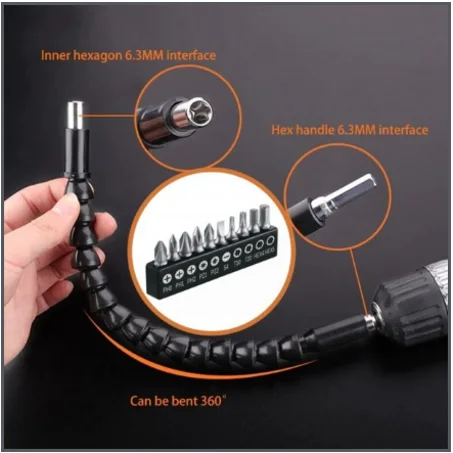 مفك براغي مرن لتمديد مثقاب العمود