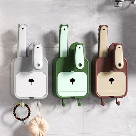 صندوق  صابون وفرشاة مزود بمثبت على الحائط