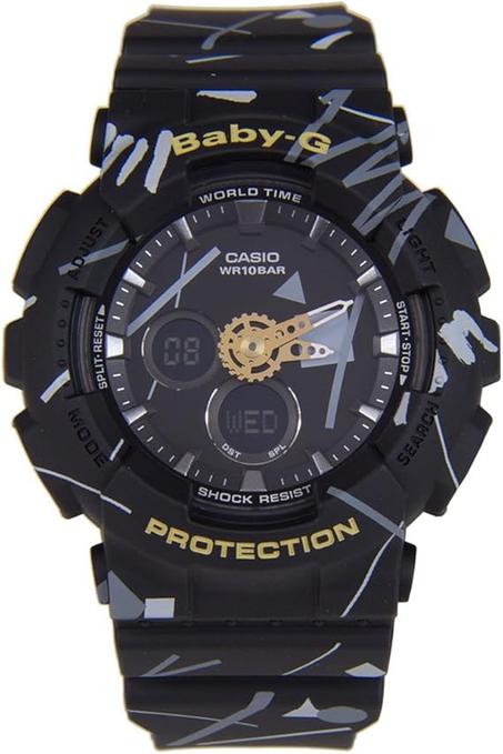 كاسيو ساعة بيبي-جي كاجوال كوارتز انالوج-رقمية للنساء BA-120SC-1A، بمينا أسود، بسوار أسود