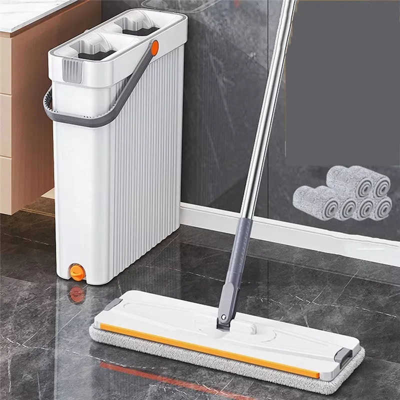مجموعة ممسحة ودلو ذات مقصورتين للتنظيف الذاتي - مثالية للأرضيات الصلبة