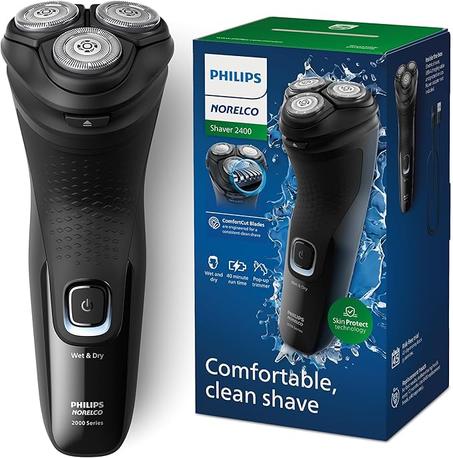 Philips Norelco Shaver 2400 Series, Afeitadora eléctrica en seco y húmedo, recortadora emergente, P-Cap, negro profundo, modelo X3001/90