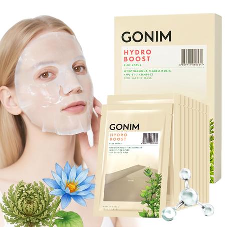 GONIM Mascarilla coreana para el cuidado de la piel con ácido hialurónico y activación de colágeno, mascarillas faciales para el cuidado de la piel, hidratación, antienvejecimiento e hidratan