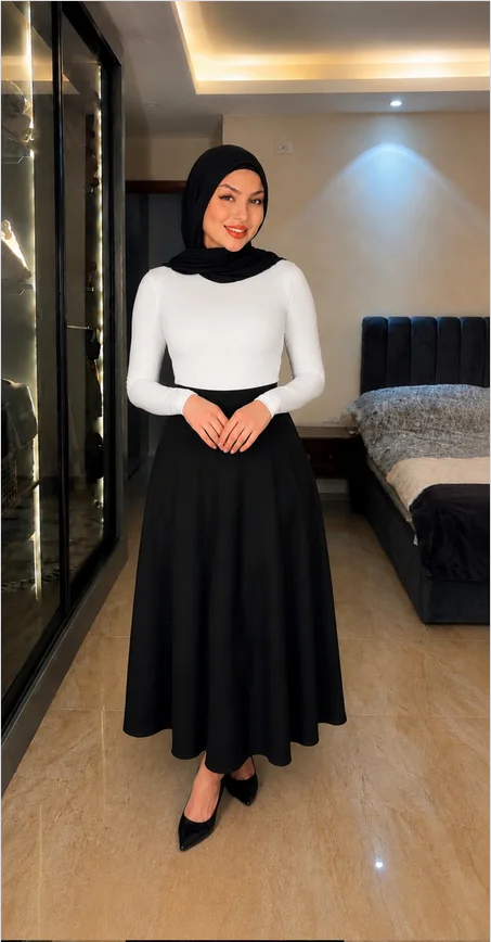 White Basic Long-Sleeve Top   بيزك أبيض بأكمام طويلة - Weirdany