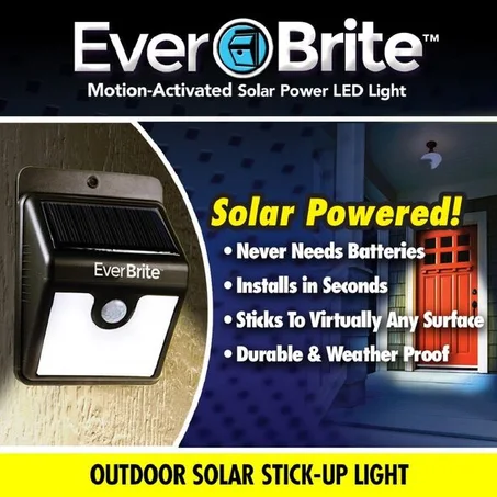 مصباح LED مستشعر للحركة مع لوحة شمسية فائق السطوع و مضاد للماء Ever Brite Outdoor Motion Activated Solar Power LED Light
