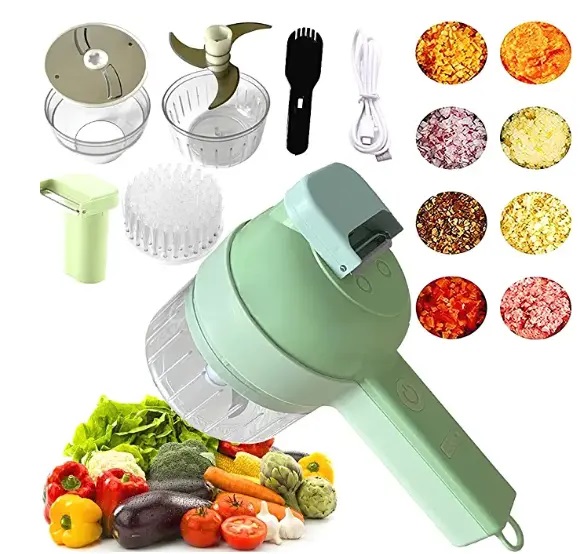4 في 1 مجموعة قطاعة خضروات كهربائية محمولة باليد - 4 in 1 Handheld Electric Vegetable Slicer Set