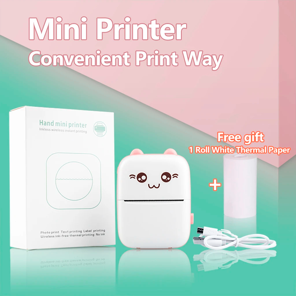 Mini imprimante thermique rose sans fil Bluetooth