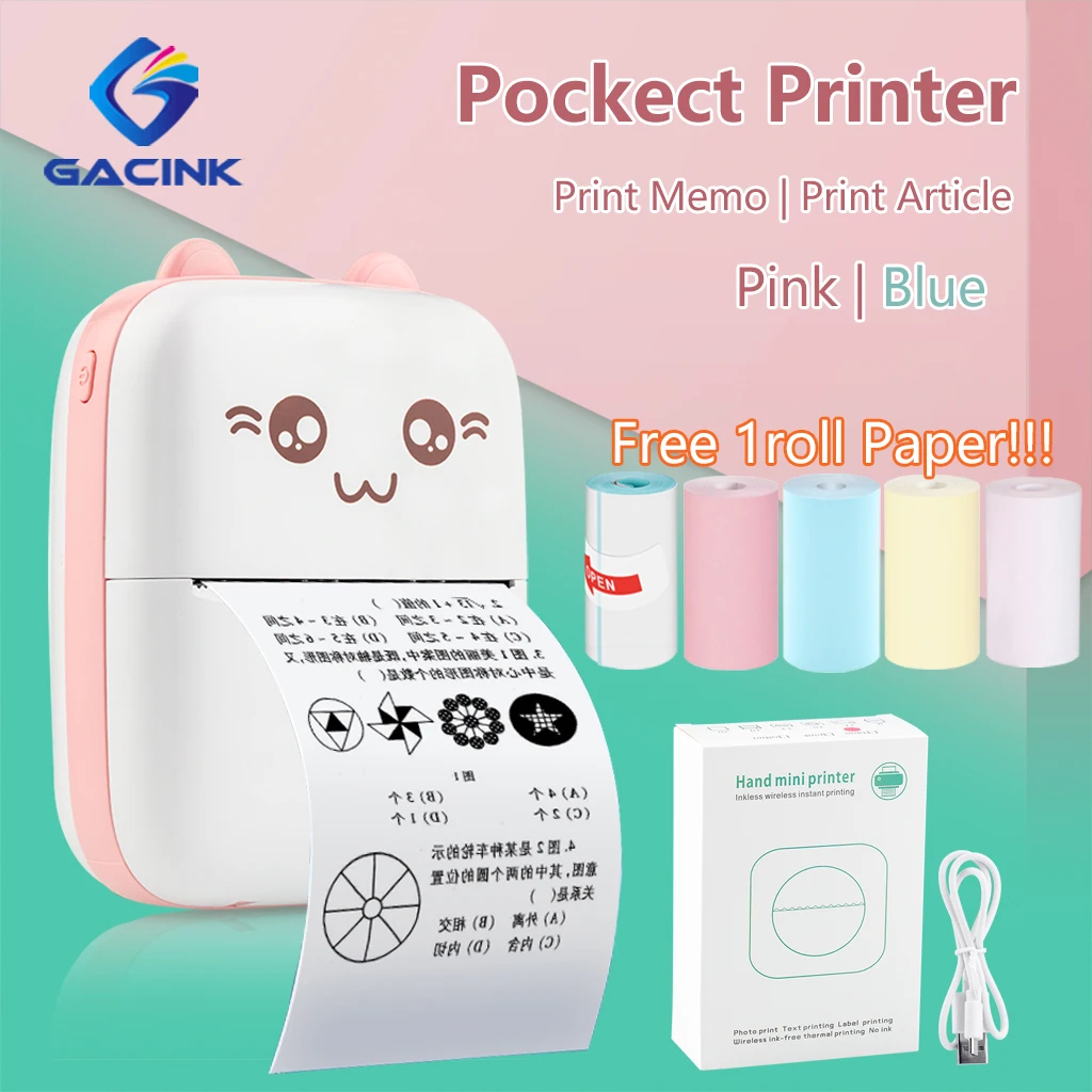 Mini imprimante thermique rose sans fil Bluetooth