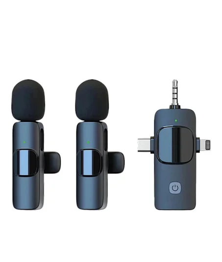 ميكروفون لاسلكي احترافي 3 في 1 مناسب لـ iPhone وAndroid والكاميرا ميكروفون لاسلكي
