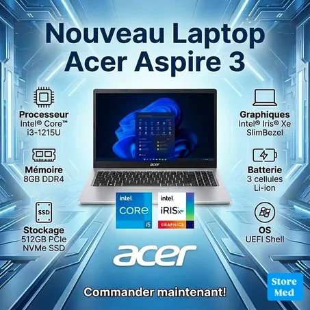 Acer Aspire 3 (A315-59) i5 -12ème Gén\  16 Go DDR4- 512 Go SSD