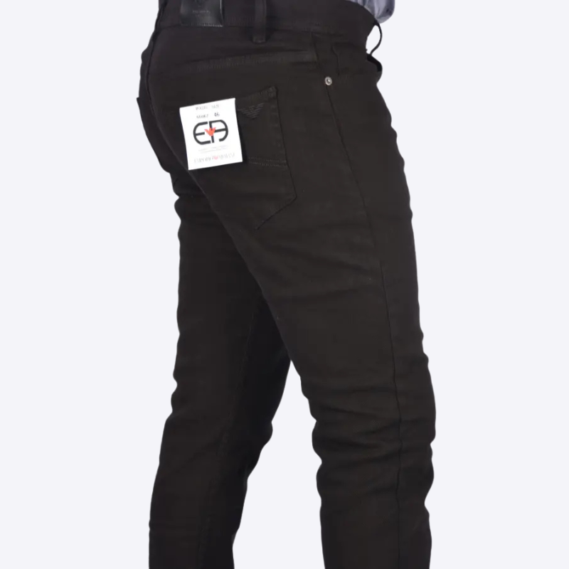 Pantalon en Toile Piqué Armani Coupe droite – Noir