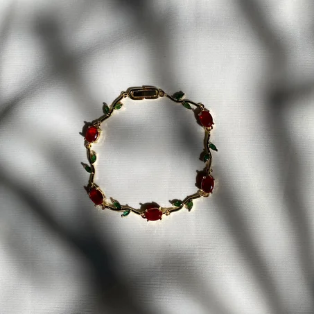 Bracelet Tulip Red & Green femme en Acier Inoxydable
