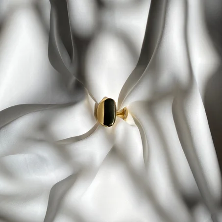 Bague Miroir Oval en Acier Inoxydable