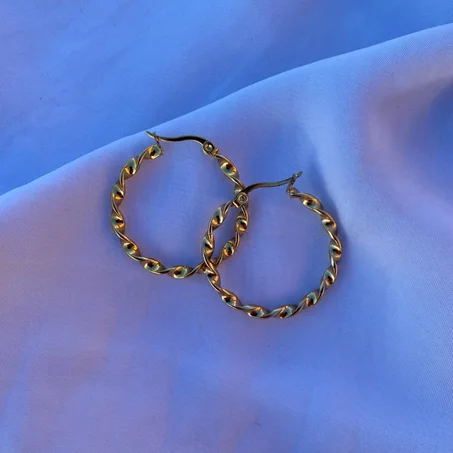 Boucles d'oreilles Créoles Torsadées en Acier Inoxydable
