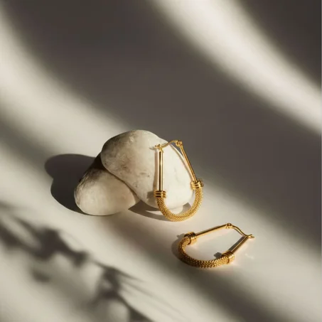 Boucles d'oreilles Créoles Ovales Mailles femme en Acier Inoxydable
