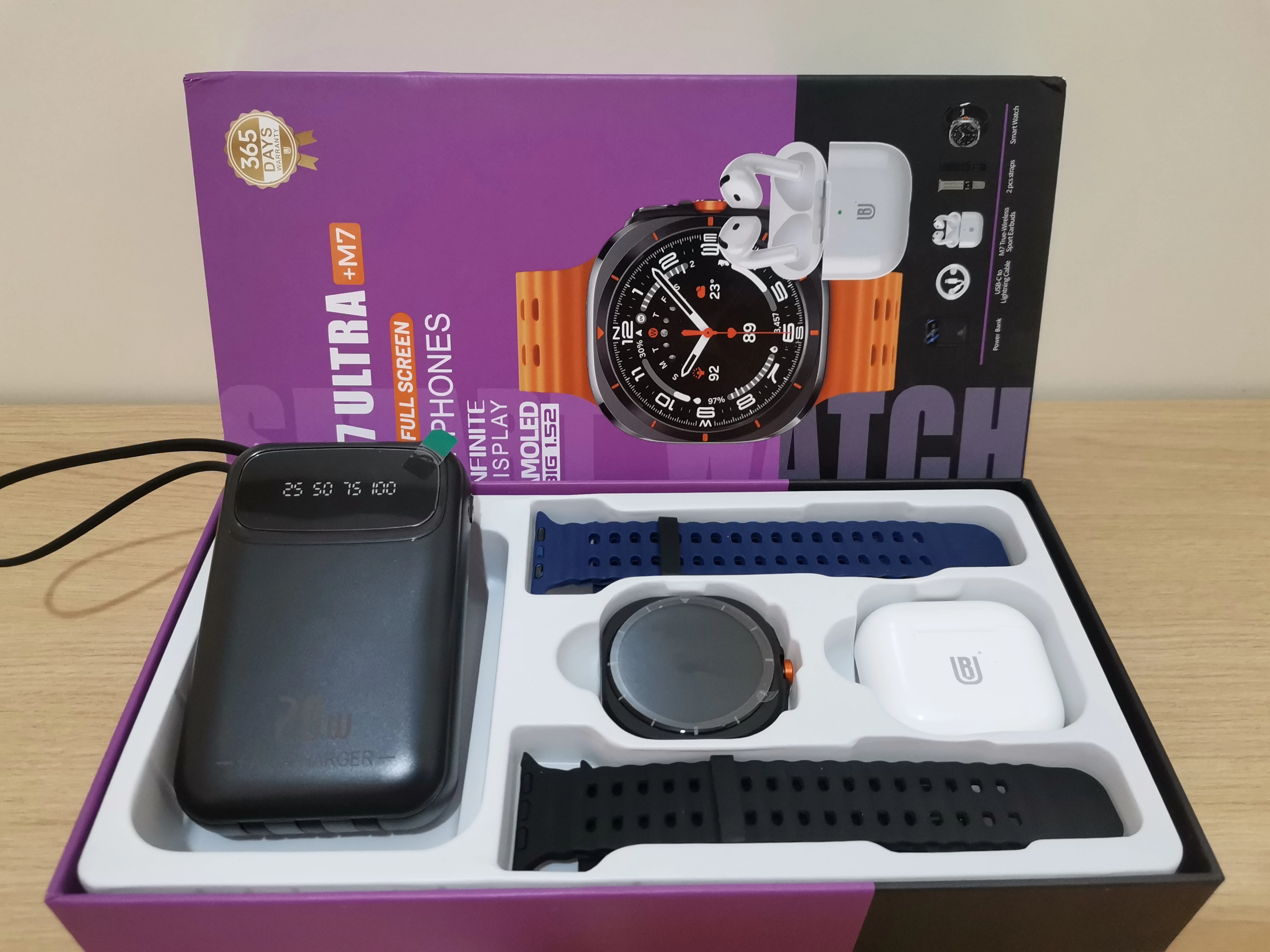 sk7 ultra watch + Airpods + Power bank