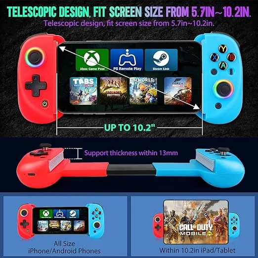 MANETTE DE JEU SANS FIL BLUETOOTH EXTENSIBLE  BSP D8  POUR SMATPHONE ANDROID & IOS