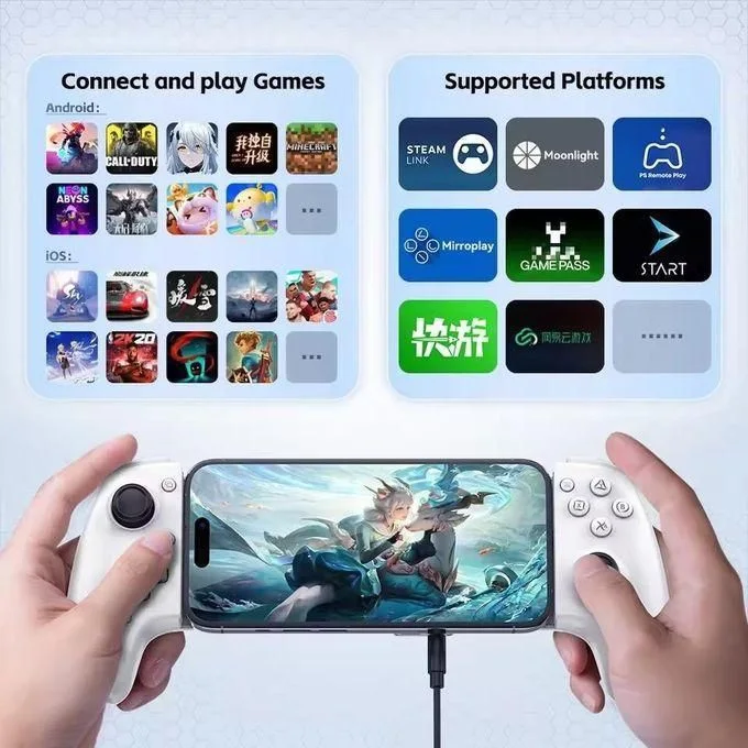 MANETTE DE JEU EXTENSIBLE BLUETOOTH ET FILIAIRE VIA  TYPE-C AB01