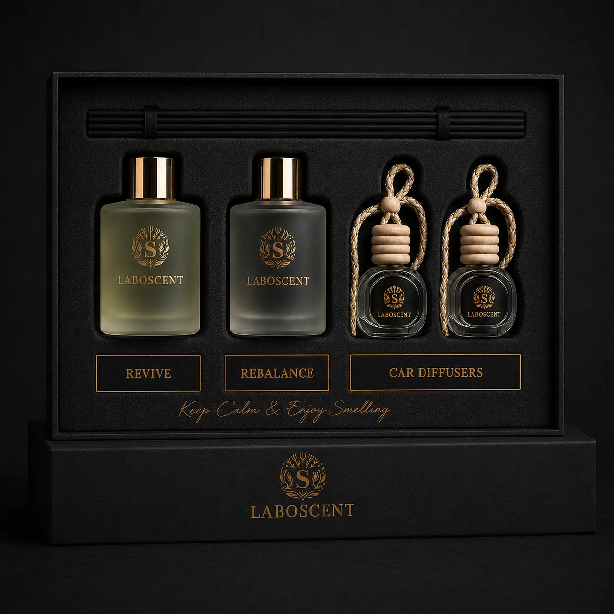 ✨ Coffret Diffuseurs Laboscent – 4 Diffuseurs de Luxe (Maison & Voiture) ✨