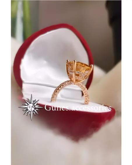 خاتم سوليتير روز قولد