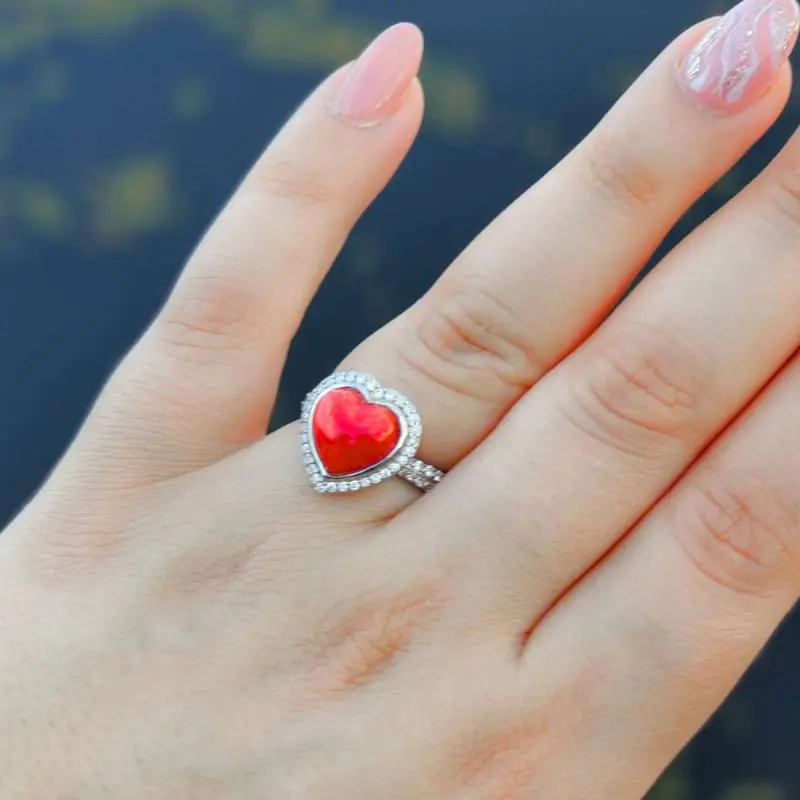BAGUE COEUR EN CORAIL PREMIUM