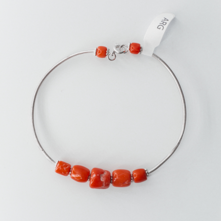 سوار من الفضة و  المرجان الأحمر الملكي|Bracelet en argent et corail rouge royal