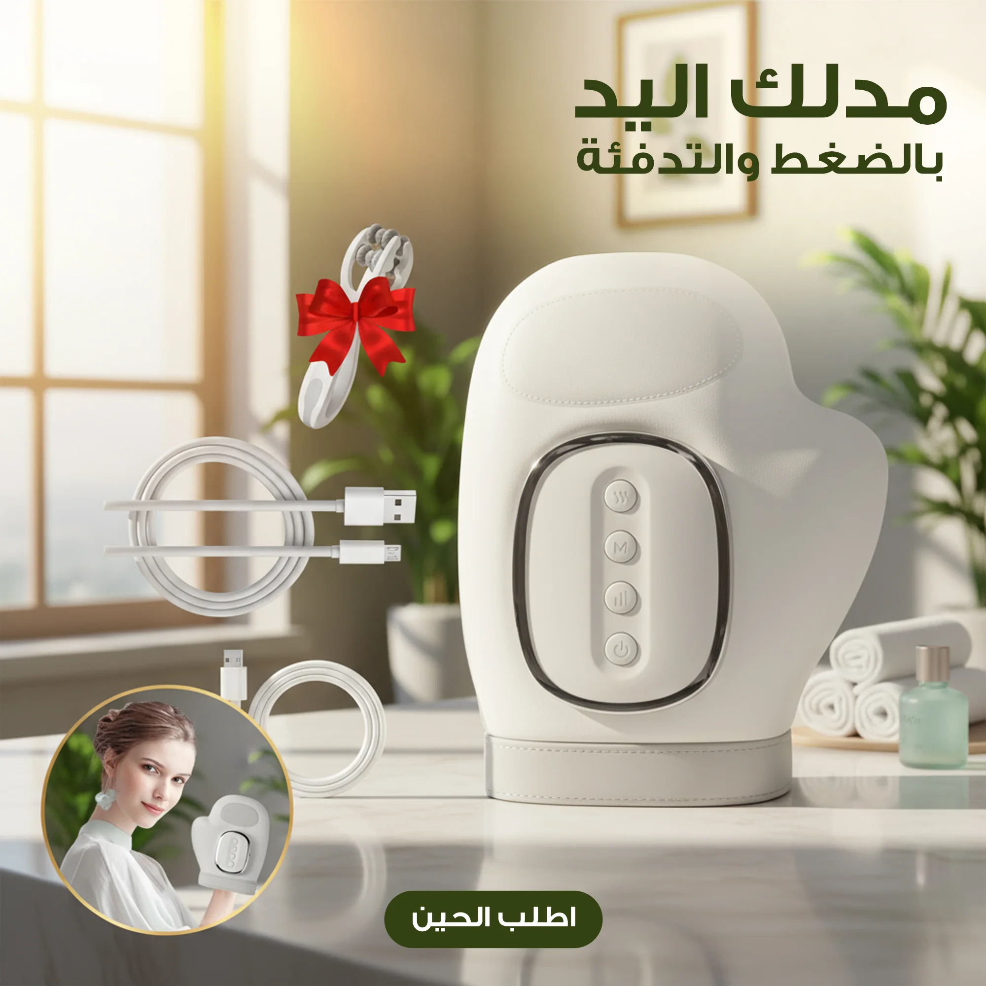 مدلك اليد بالضغط والتدفئة