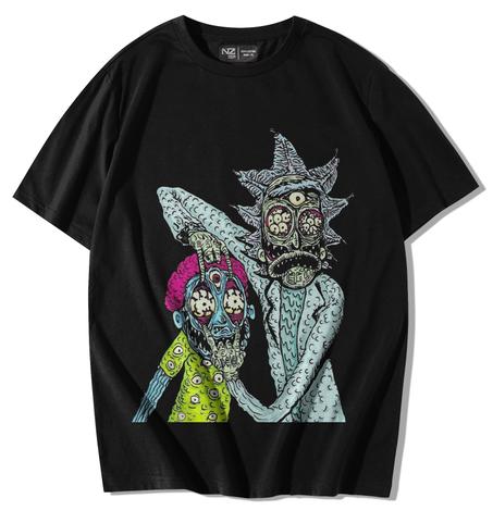 t-shirt-rick anime sérigraphie avec de bonne qualité Maroc