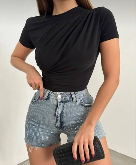 Pull Plissé Demi Manche
