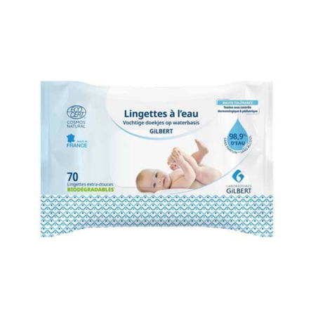 Gilbert Lingettes Bébé à l’Eau Biodégradables – 70 lingettes