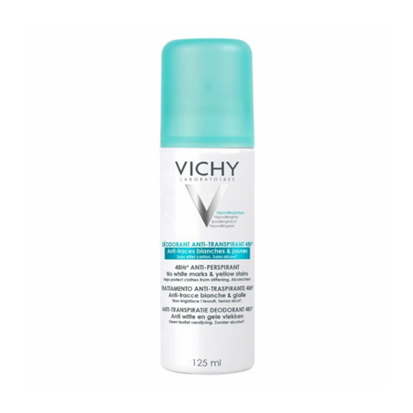 Vichy Déodorant Spray Anti-Transpirant Anti-Traces Jaunes & Blanches 48h Aérosol – 125ml