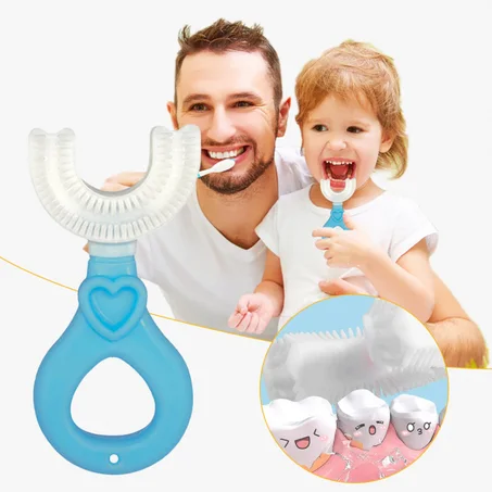 U-Shaped 360° Degree Toothbrush with Silicone Head for Kids (Pack of 3 Brushes)