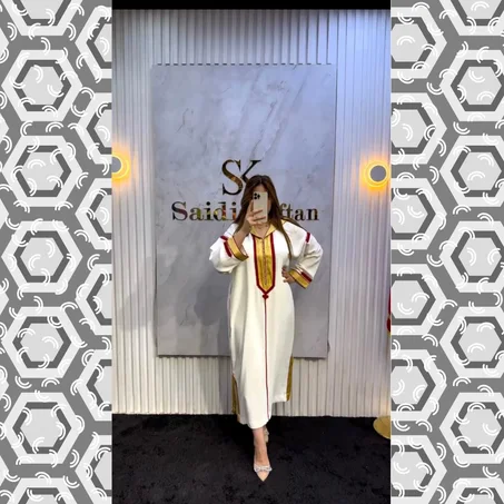 جلابة مخزانية مخدومة بالصم الحر ;الثوب كريب كوريا من طراز الرفيع