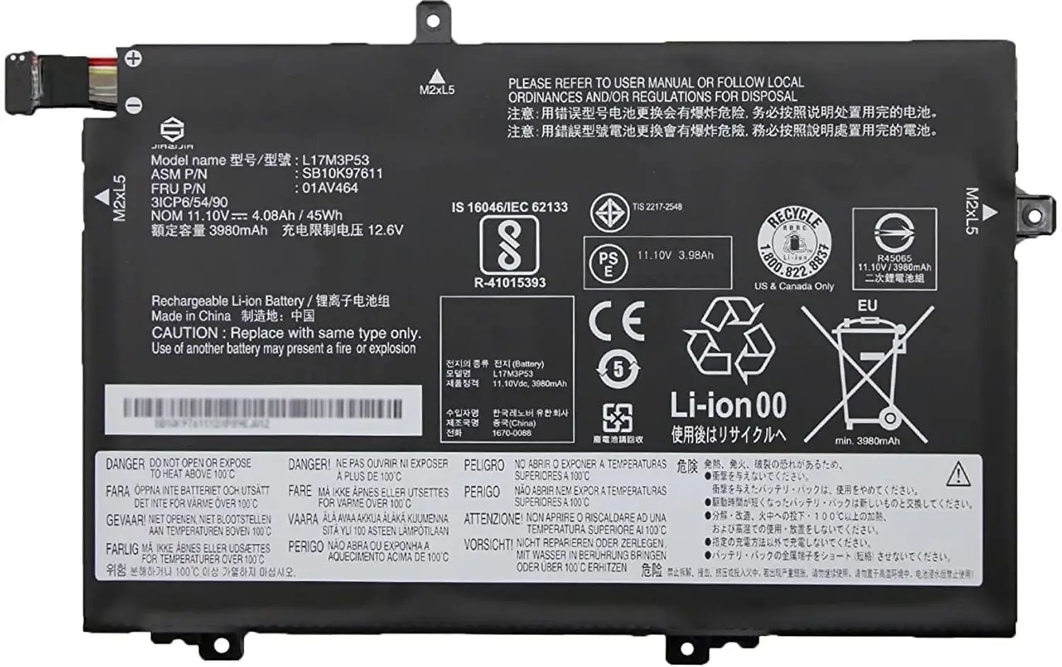 Used Lenovo ThinkPad L480 L580 Battery
