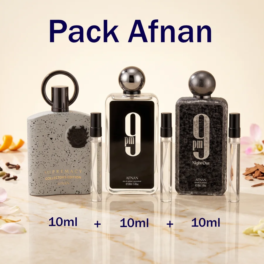 Pack Décantage Afnan  9PM 10ml + Night Out 10ml + Supremacy collector's edition 10ml