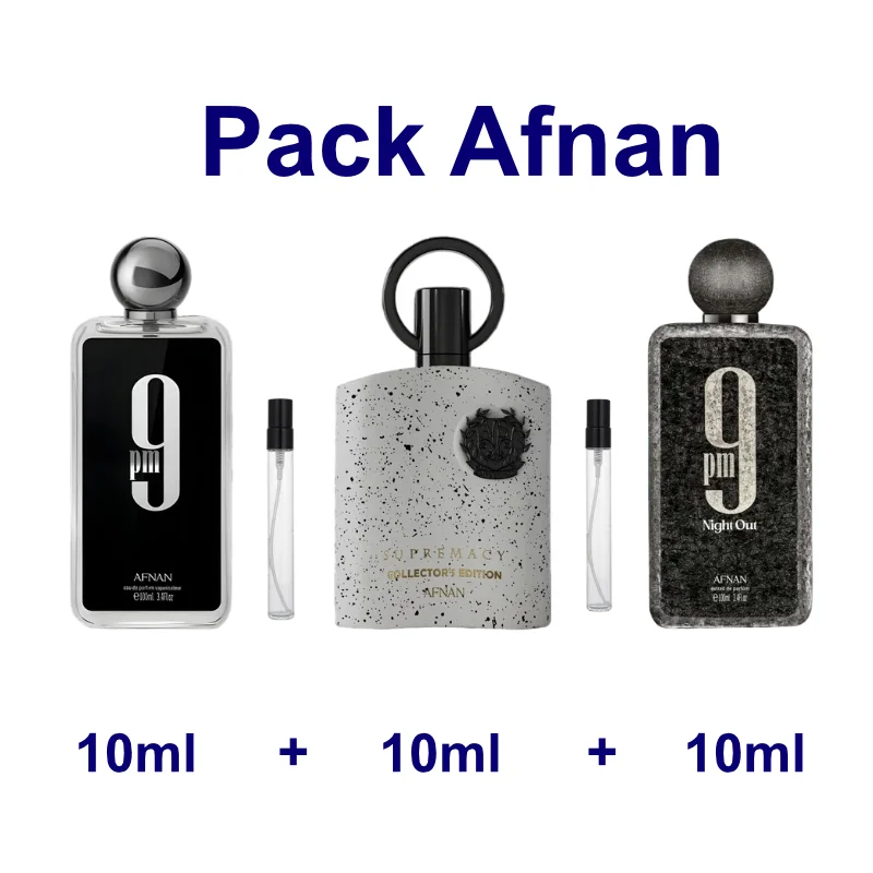 Pack Décantage Afnan  9PM 10ml + Night Out 10ml + Supremacy collector's edition 10ml