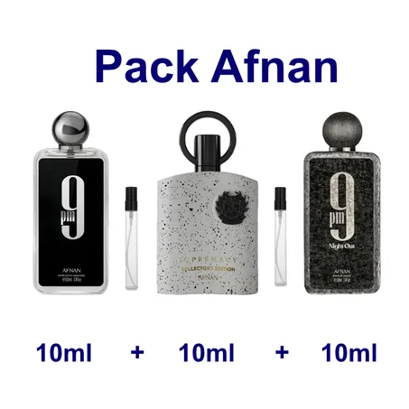 Pack Décantage Afnan  9PM 10ml + Night Out 10ml + Supremacy collector's edition 10ml