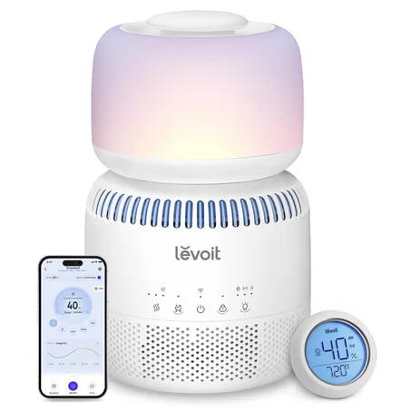 Levoit Humidificateurs pour chambre à coucher, 2,5 L, humidificateur d'air à brume froide à remplissage supérieur pour la chambre de bébé, les plantes, ultrasonique, arrêt automatique, sans B