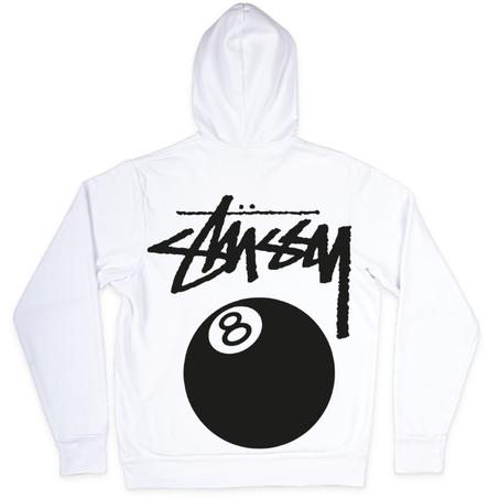 Hoodie " Stussy 8 Ball White Graffiti Design  "