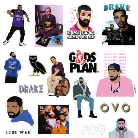 17 stickers Drake Pack 1