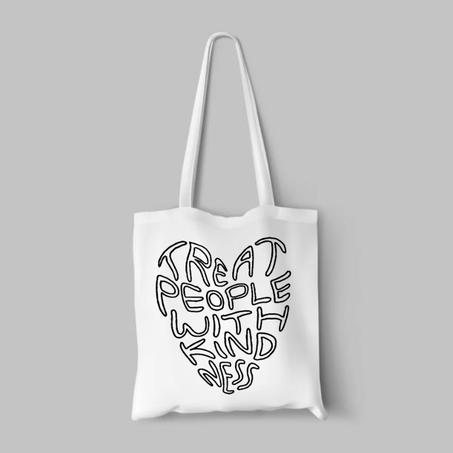 Tote Bags Treat Peaple with kidness " Format du coeur "