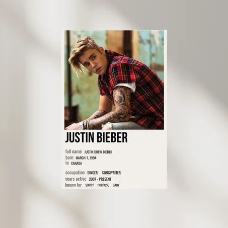 Poster Justin Bieber " Biography"