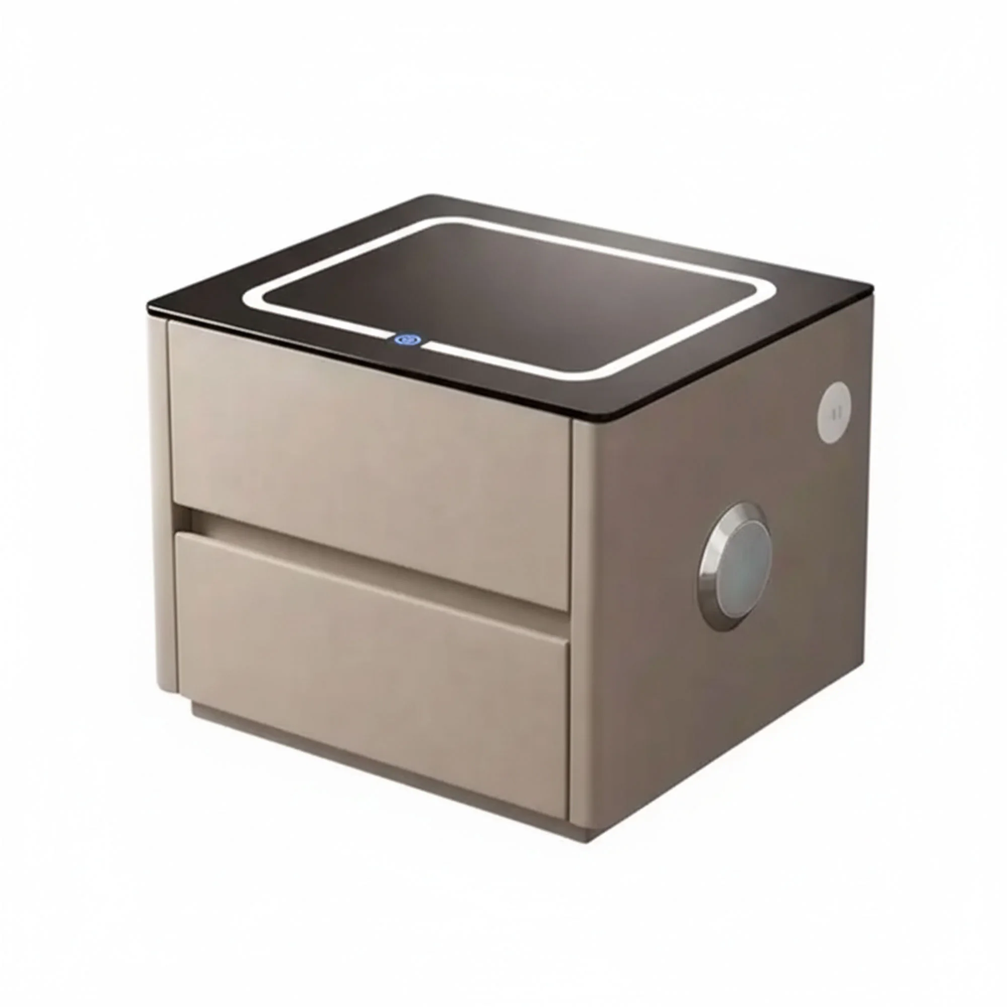 كومود ذكية مودرن بني بإضاءة LED وشاحن لاسلكي وسماعة بلوتوث – موديل RQ-41001