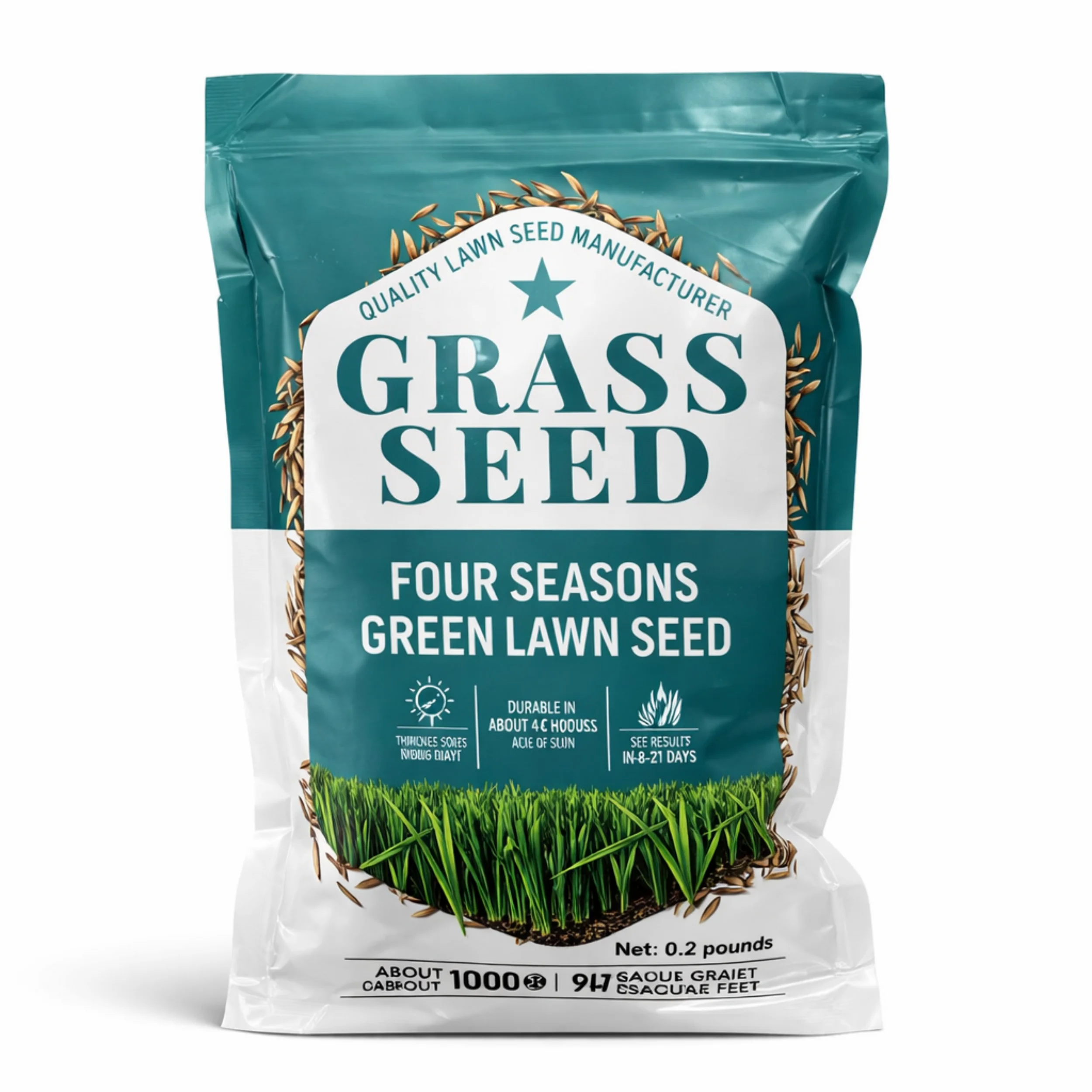 Grass seed package front view