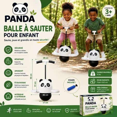 Jouet Sautillant Lumineux Panda pour Enfants