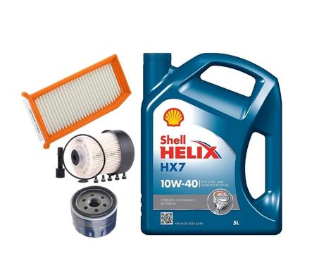 HUILE MOTEUR PACK VIDANGE DACIA RENAULT - SHELL - origenal 5 litres d'huile diesel ou essence Helix HX7 10W40