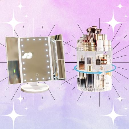 مرٱة ليد الثلاتية و منظم المكياج