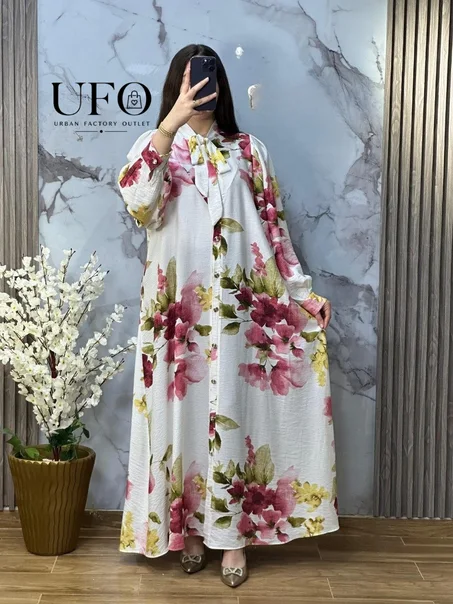 🌸 Robe Florale en Voile à Col Cravate 🌸