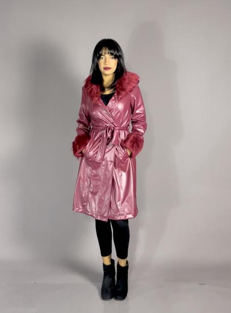 Manteau burgundy en simili cuir