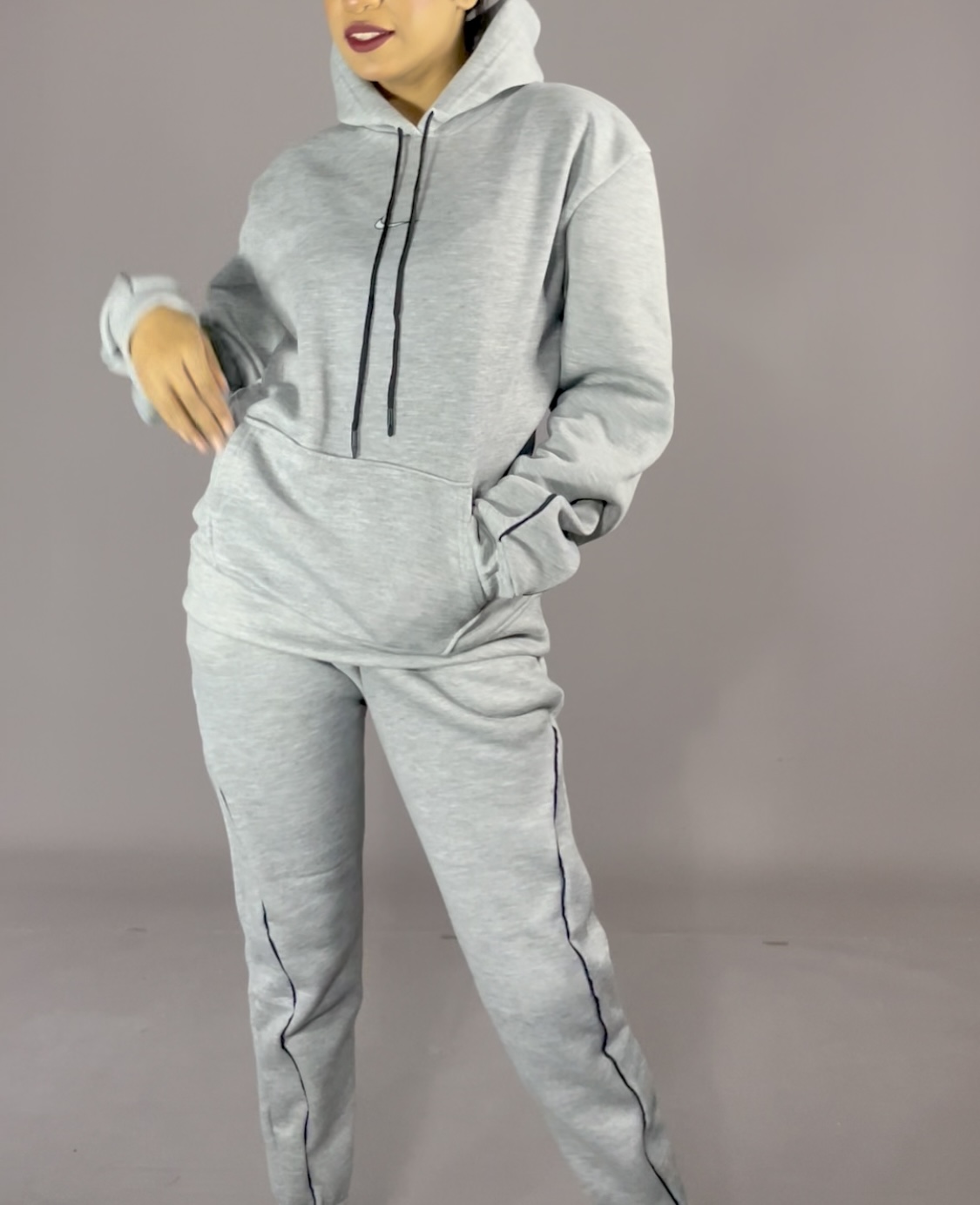 Ensemble de survêtement gris femme en coton