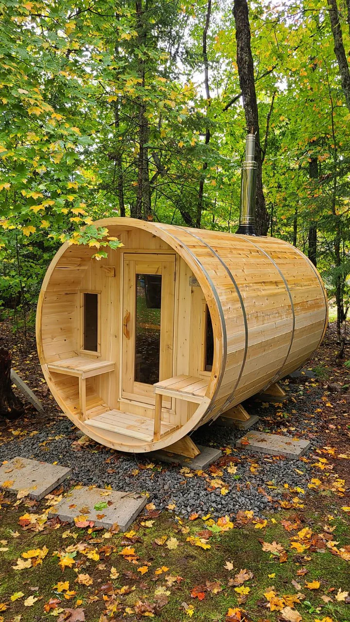 The Tranquility 8 Person Outdoor Traditional Barrel Sauna